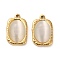 304 Stainless Steel Charms, with Cat Eye, Rectangle Charms, Real 14K Gold Plated, Old Lace, 23x15x6.5mm, Hole: 1.6mm