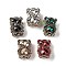 Polymer Clay Rhinestone Beads, with Alloy Finding, Bear, Mixed Color, 29x23x17mm, Hole: 1.8mm
