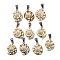 Natural Shiva Eye Shell Pendants, Shell Shape Charms with Alloy Snap on Bails, Platinum, 32~34.5x22.5~26x14.5~17mm, Hole: 6.5x9.5mm