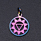 Chakra Theme Ion Plating(IP) 201 Stainless Steel Charms, Laser Cut Pendants, with Jump Rings, Flat Round, Rainbow Color, Manipura, 13.5x11.5x1mm, Hole: 3mm