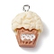 Resin Pendants, Imitation Food, with Iron Loop, Popcorn, Beige, 22x15x7.5mm, Hole: 2mm