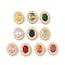 Brass Micro Pave Cubic Zirconia Beads, Nickel Free, with Glass, Oval, Golden, Mixed Color, 13.5x11x7mm, Hole: 2mm