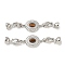 Brass Micro Pave Clear Cubic Zirconia Fold Over Clasps, Cadmium Free & Nickel Free & Lead Free, with Natural Tiger Eye, Oval, Platinum, 56mm