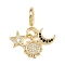 Brass Micro Pave Clear and Black Cubic Zirconia European Dangle Charms, Sun Moon Star Large Hole Pendants, Real 18K Gold Plated, 27.5mm, Hole: 4.8mm