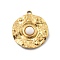 Natural Stone Pendants, with 304 Stainless Steel Settings, Real 18K Gold Plated, Flat Round, 24x21x4mm, Hole: 2mm