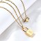 304 Stainless Steel Rolo Chain Pendant Necklaces, Padlock Necklaces for Women Men, Locks with Letter, Letter B, 17.64 inch(44.8cm)