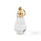 Natural Quartz Crystal Openable Perfume Bottle Pendants, Rock Crystal, Faceted Gourd Charm, with Golden Tone Brass Findings, 41.5x18mm, Hole: 10.5mm