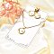 304 Stainless Steel Enamel & Rhinestone Pendant Necklaces & Hoop Earring Set for Women, Flat Round with Sun, Ion Plating(IP), White, 15.75 inch(400mm)