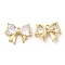 Brass and Clear Cubic Zirconia Pendants, Cadmium Free & Nickel Free & Lead Free, Bowknot, Real 18K Gold Plated, 11.5x14.5x3.5mm, Hole: 1mm
