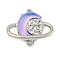 Alloy & Resin Pendants, Platinum, Planet Charms with Star, Lilac, 16x19x4mm, Hole: 1.2mm