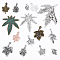 Autumn Theme Tibetan Style Alloy Pendants, Cadmium Free & Lead Free, Leaf Charm Sets, Mixed Color, 15~54.5x9~46x1~4mm, Hole: 1.2~2.5mm