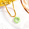 5-Petal Flower Acrylic Pendant Necklaces, 304 Stainless Steel Snake Chain Double Layer Necklaces for Women, Golden, Pale Green, 15.75 inch(40cm)