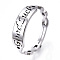 Non-Tarnish 304 Stainless Steel Word Good Luck Adjustable Ring for Women, Stainless Steel Color, US Size 6 1/2(16.9mm)