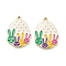 Easter Alloy Enamel Pendants, Golden, Rabbit, 27.5x19.5x2mm, Hole: 1.5mm