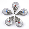Resin Pendants, with Alloy & Enamel, teardrop, Antique Silver, WhiteSmoke, 37~38x23x16~17mm, Hole: 2~3mm
