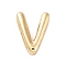 Rack Plating Brass Beads, for Personalized Name Necklace Making, Cadmium Free & Lead Free, Long-Lasting Plated, Real 18K Gold Plated, Letter V, 14.5x11.5x4.5mm, Hole: 1.5x10.5mm