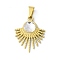 PVD Vacuum Plating 304 Stainless Steel Crystal Rhinestone Sun Pendant, with 201 Stainless Steel Snap on Bails, Golden, 26x20.5x4mm, Hole: 6.5x3mm