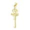 Brass Micro Pave Cubic Zirconia Pendants, Cross, Long-Lasting Plated, Lead Free & Cadmium Free, Rack Plating, Real 18K Gold Plated, 31x13x2mm, Hole: 5x3mm