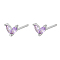 Silver 925 Sterling Silver Micro Pave Cubic Zirconia Stud Earrings, Leaf, Lilac, 5.5mm