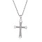 Brass Pendant Necklaces, Cross Micro Pave Clear Cubic Zirconia, Platinum, 17.32 inch(44cm)