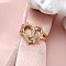 Heart with Flower Hollow Out Brass Finger Rings, Golden & Rose Gold, Letter J, Inner Diameter: 17mm