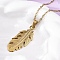 Leaf 304 Stainless Steel Pendant Necklaces, Ion Plating(IP), Real 18K Gold Plated, 17.91 inch(45.5cm)