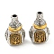 Rack Plating Tibetan Style Alloy 3 Hole Guru Beads, T-Drilled Beads, Gourd, Cadmium Free & Lead Free, Antique Silver & Antique Golden, 19x12x11mm, Hole: 2mm