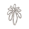 201 Stainless Steel Pendants, Flower Charm, Anti-Tarnish, Stainless Steel Color, 45x28.5x2.5mm, Hole: 5~27x2~6mm
