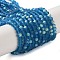 Imitation Jade Glass Beads Strands, Half AB Color Plated, Faceted, Frosted, Rondelle, Steel Blue, 2.9~3.3x2mm, Hole: 0.7mm, about 144~150pcs/strand, 35~37cm