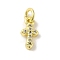 Brass Micro Pave Cubic Zirconia Charms, Cadmium Free & Nickel Free & Lead Free, Real 18K Gold Plated, Cross Charms, Clear, 11.5x6x2mm, Hole: 3mm