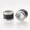 304 Stainless Steel Beads, with Fiber, Large Hole Beads, Column with Basket Weave Pattern, Stainless Steel Color, Black, 10x8mm, Hole: 6mm