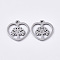 Non-Tarnish 201 Stainless Steel Charms, Heart with Tree of Life, Stainless Steel Color, 10x10x1mm, Hole: 1mm
