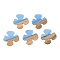 Opaque Resin & Walnut Wood Pendants, Flower,  Cornflower Blue, 38x38x3mm, Hole: 2mm