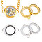 2Pcs 2 Colors Flat Round Stainless Steel Floating Lockets Connector Charms, with Glass, Memory Locket Links, Golden & Stainless Steel Color, 3.25x2.45x0.6cm, Hole: 4x3mm, Inner Diameter: 17.5mm, 1pc/color