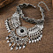 Zinc Alloy Pave Synthetic Blake Stone Triangle Trible Floral Chunky Bib Necklaces for Women, Antique Silver, 11.02 inch(28cm)