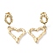 304 Stainless Steel Dangle Stud Earrings, Hollow Heart, Real 14K Gold Plated, 38x19mm