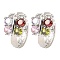Brass Micro Pave Cubic Zirconia Hoop Earrings, Butterfly, Platinum, 12.5x8.5x14.5mm