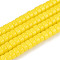 Opaque Solid Color Glass Beads Strands, Flat Round, Yellow, 6~6.5x3~3.5mm, Hole: 0.8mm, about 114~116pcs/strand, 14.76~14.96 inch(37.5~38cm)