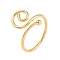 Ion Plating(IP) 304 Stainless Steel Spiral Open Cuff Ring for Women, Real 18K Gold Plated, US Size 7 1/4(17.5mm)