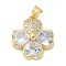 Brass Micro Pave Cubic Zirconia Pendants, Clover, Rack Plating, Long-Lasting Plated, Lead Free & Cadmium Free, Real 18K Gold Plated, 20.5x18x6mm, Hole: 4x3.5mm