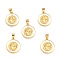 Brass Enamel Pendants, Cadmium Free & Lead Free, Long-Lasting Plated, Flat Round with Virgin Mary, Real 18K Gold Plated, White, 18x16x2.5mm, Hole: 4.5x3.5mm