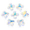 Electroplated Glass Charms, Silver Plated Bottom, Faceted, Swoop, Clear AB, 14x14x5mm, Hole: 1.2mm, about 30pcs/board, 5board/box
