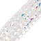 Electroplate Opaque Glass Beads, Faceted Barrel, Clear AB, 10x10mm, Hole: 1mm