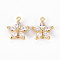 Brass Micro Pave Clear Cubic Zirconia Link Connectors, Nickel Free, Flower, Real 18K Gold Plated, 15.5x14x4mm, Hole: 1.2mm