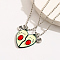 2Pcs Retro Alloy Enamel Ball Chain Couple Heart Pendant Necklace Sets, Platinum, 19.69 inch(50cm)