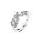 Sterling Silver Micro Pave Clear Cubic Zirconia Leaf Cuff Rings, Platinum, US Size 8 1/2(18.5mm)
