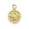 Brass Micro Pave Cubic Zirconia Pendants, Flat Round with Star, Long-Lasting Plated, Lead Free & Cadmium Free, Rack Plating, with Jump Ring, Real 18K Gold Plated, 16x13x3mm, Hole: 3.5mm