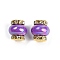 Brass Beads, Cadmium Free & Lead Free, with Rhinestone & Resin, Golden, Dark Orchid, 14.5x13.5mm, Hole: 3.5mm