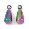 Ion Plating(IP) 304 Stainless Steel Pendants, Teardrop Charm, Rainbow Color, 13x5mm, Hole: 2mm
