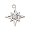 Brass Pave Clear Cubic Zirconia Pendants, Cadmium Free & Nickel Free & Lead Free, North Star, Platinum, 15.5x13.5x2mm, Hole: 1.6mm